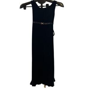 Jona Michelle Girls size 10 Velvet Navy Blue Sleeveless Dress